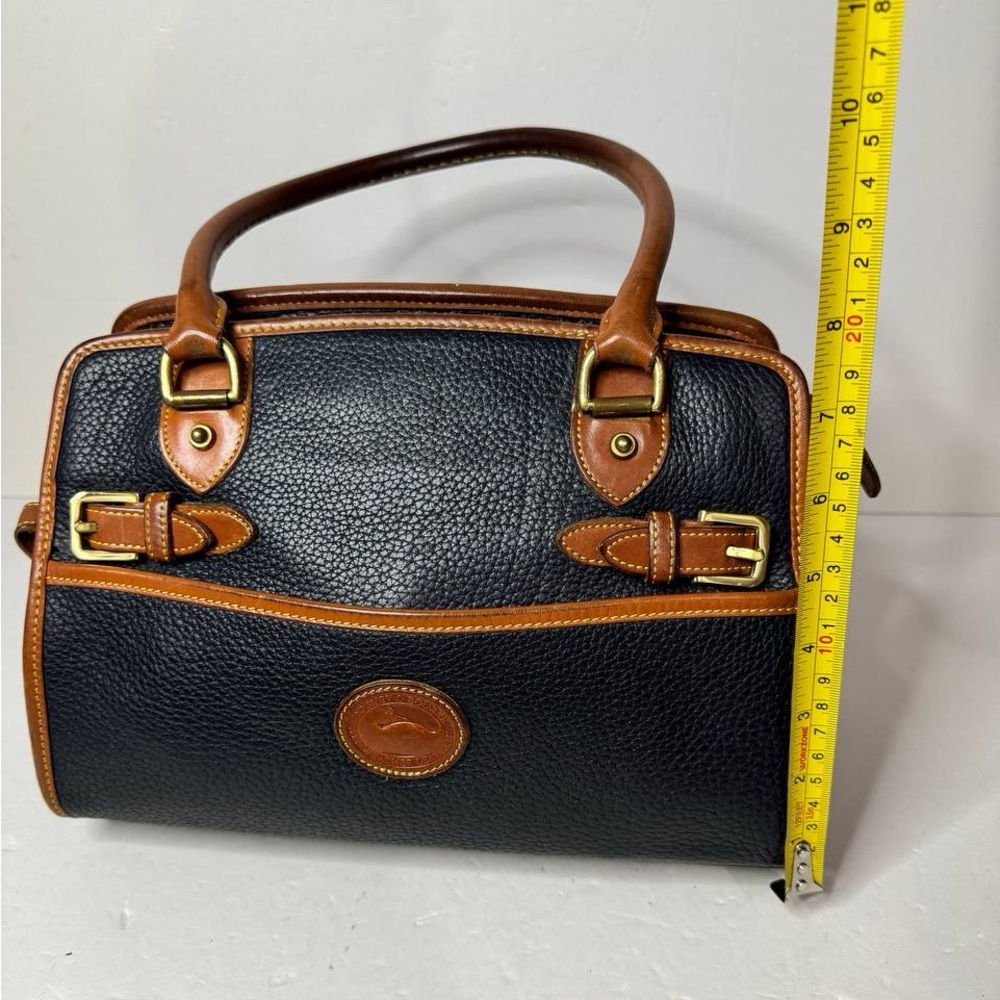 Dooney & Bourke Black Pebbled Leather Double Handle Satchel Bag -VTG Made in USA - Picture 9 of 14